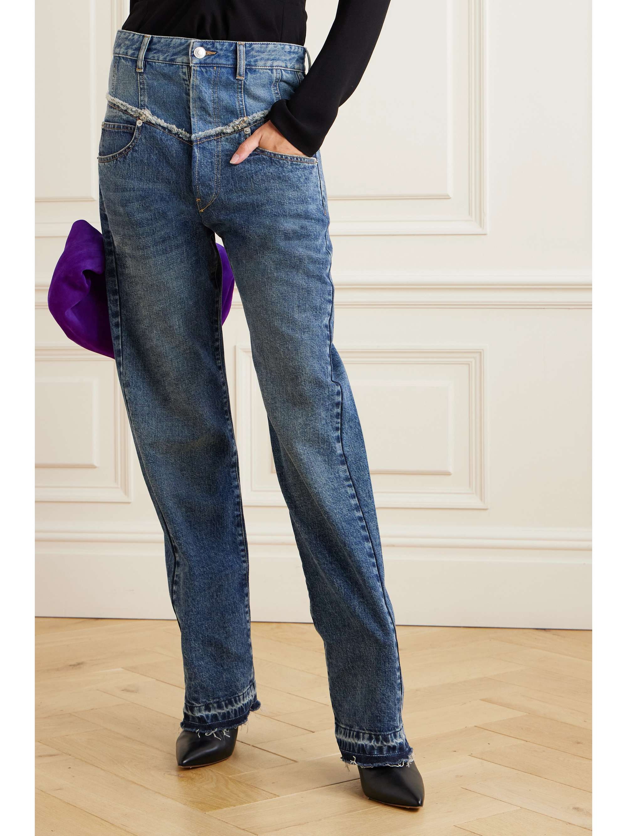 ISABEL MARANT Noemie frayed two-tone jeans | NET-A-PORTER