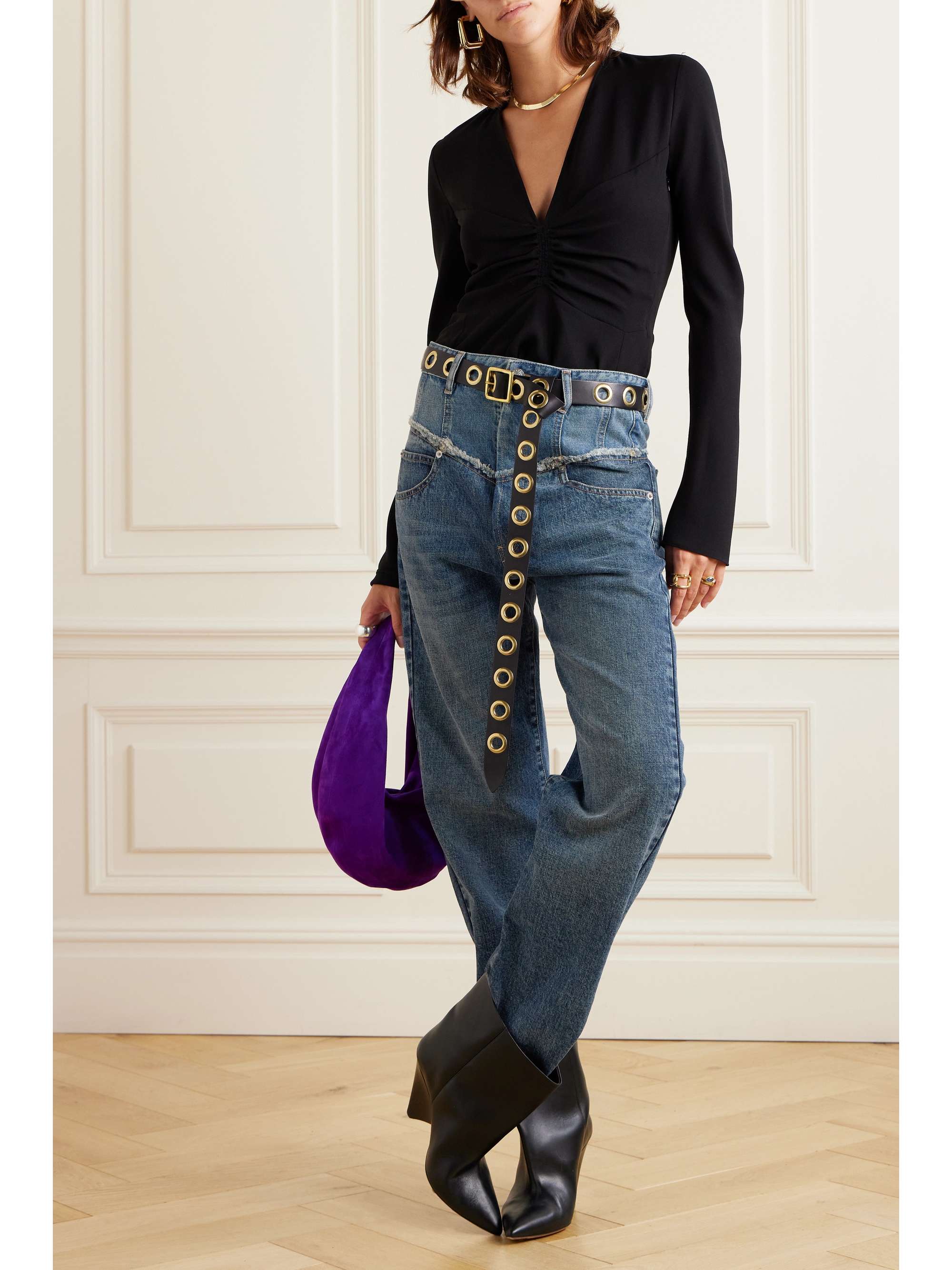 ISABEL MARANT Noemie frayed two-tone jeans | NET-A-PORTER