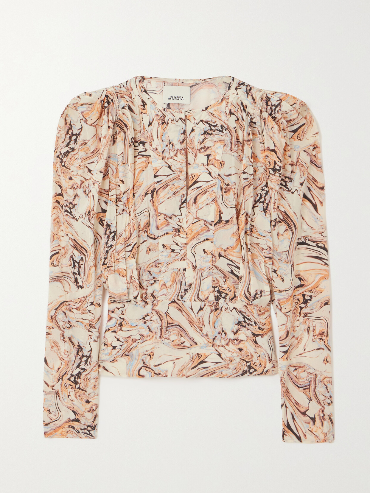 Isabel Marant Zarga Pleated Printed Silk-crepe De Chine Blouse - Neutrals