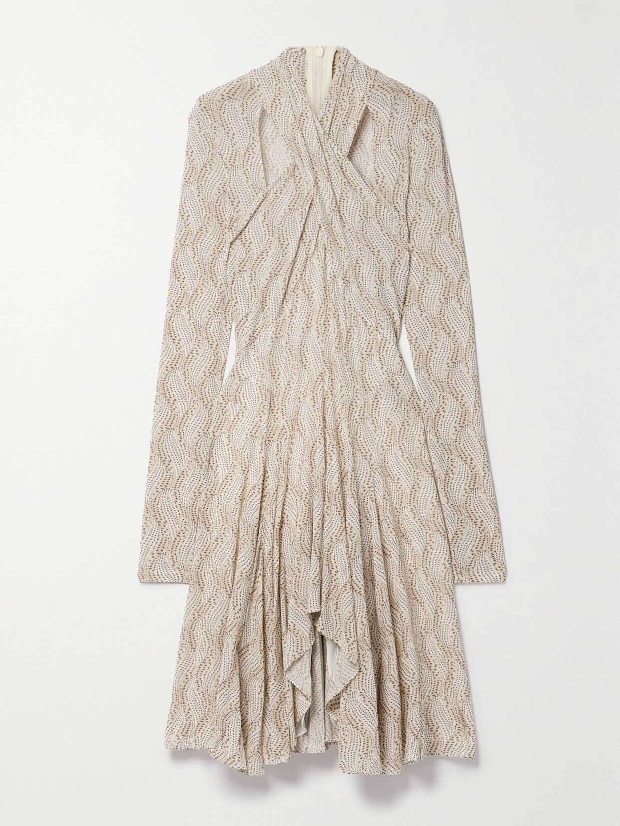 Isabel Marant Payton Cutout Pleated Printed Stretch-jersey Dress - Off-white