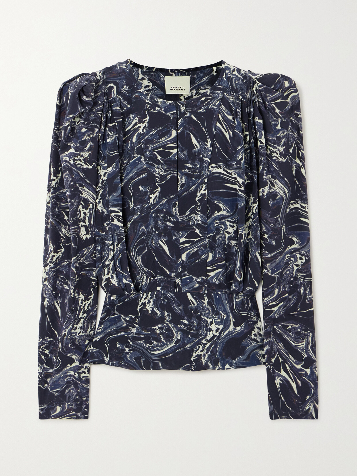 Isabel Marant - Zarga Pleated Printed Silk-crepe De Chine Blouse - Blue