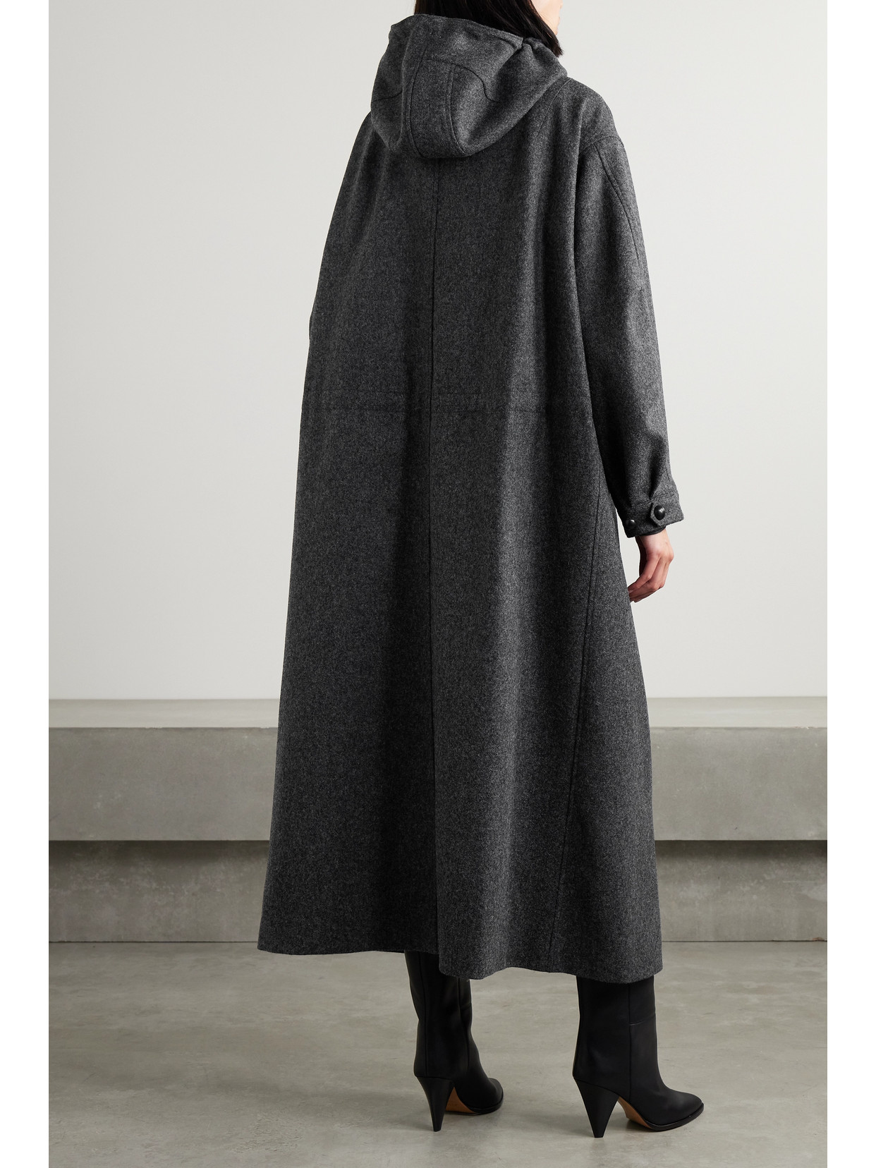 Isabel Marant Frankie Leather-trimmed Wool Coat In Gray
