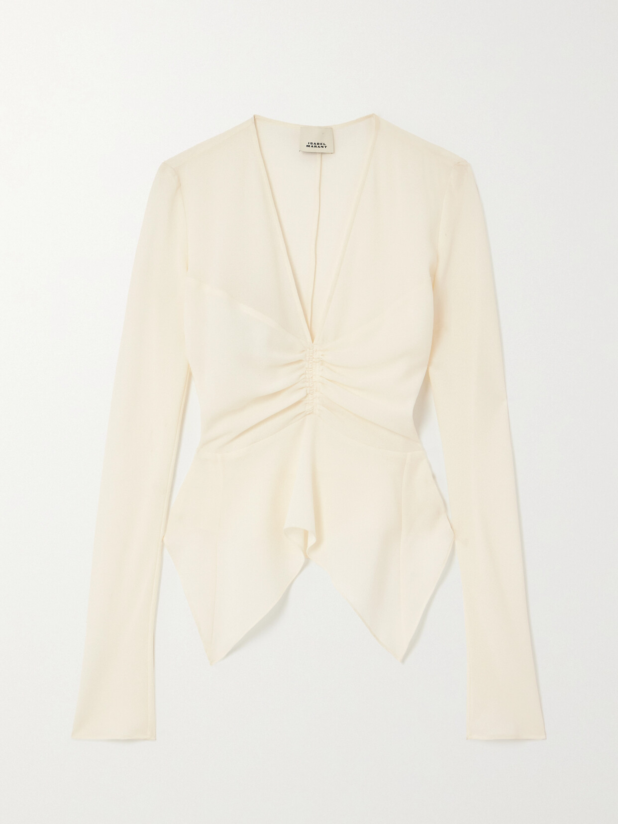 Shop Isabel Marant Ulietta Gathered Crepe Blouse In Off-white