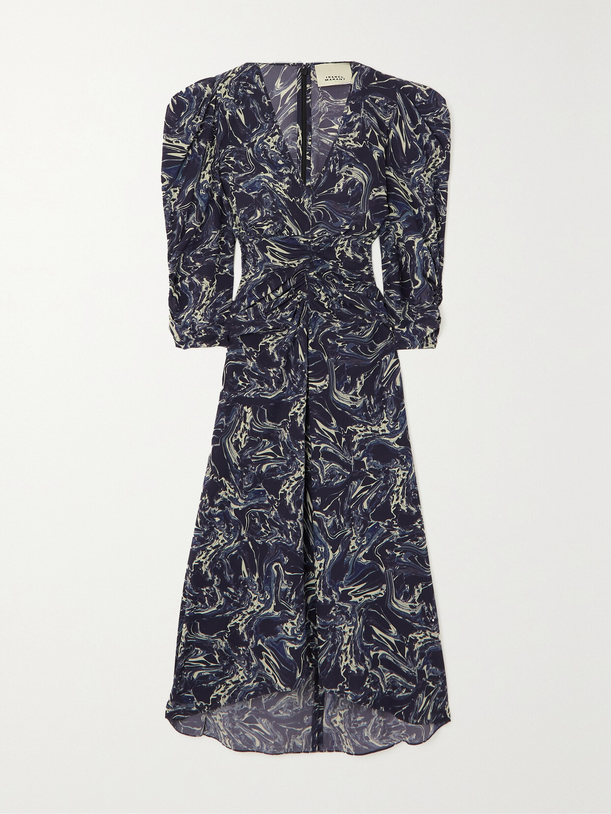 Isabel Marant Albini Asymmetric Printed Silk-crepe Dress - Blue