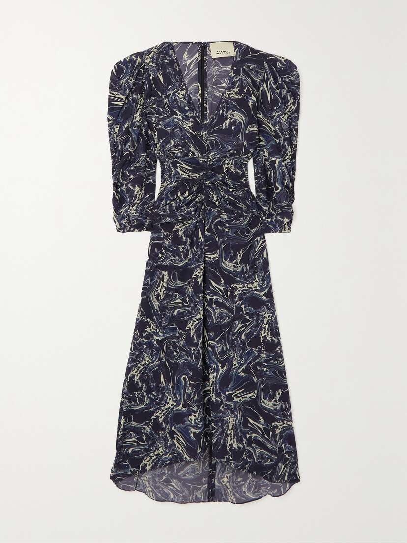 Isabel Marant Albini Asymmetric Printed Silk-crepe Dress