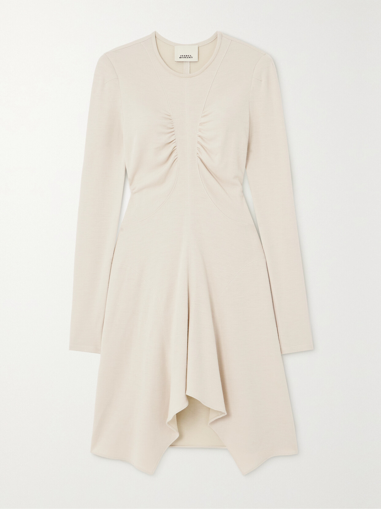 Isabel Marant - Devane Asymmetric Gathered Knitted Midi Dress - Neutrals