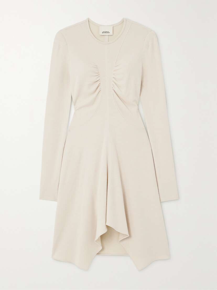Isabel Marant Devane Asymmetric Gathered Knitted Midi Dress