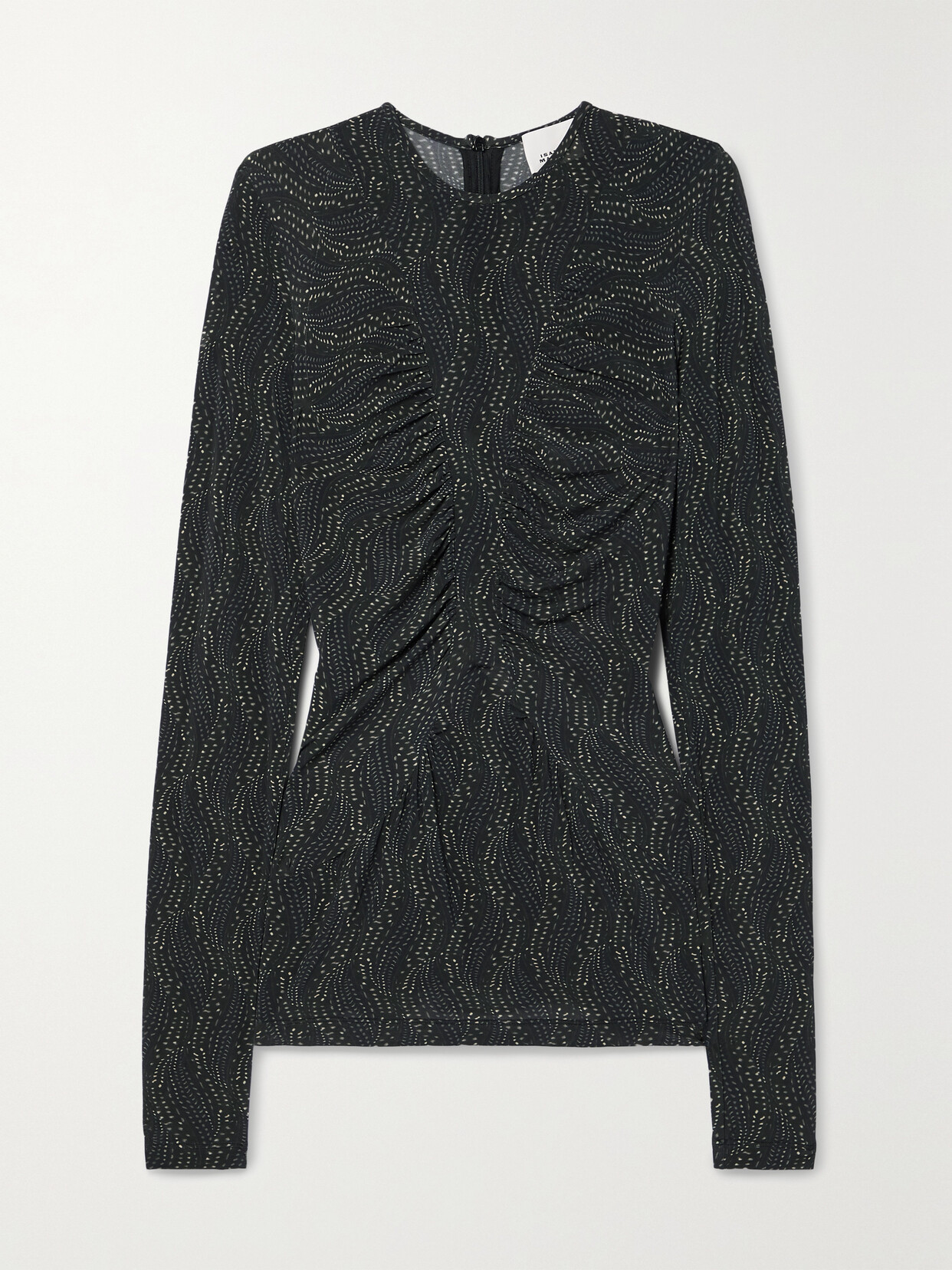 Isabel Marant Passy Gathered Printed Stretch-jersey Top - Gray