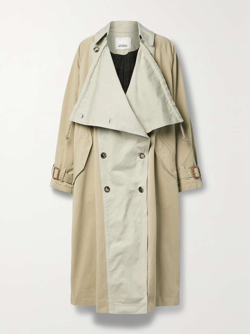 Isabel Marant Ebani Two-tone Double-breasted Cotton-gabardine Trench Coat