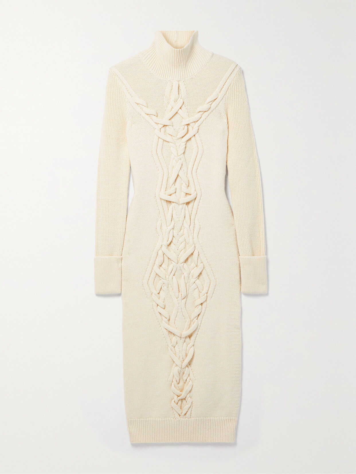 Isabel Marant - Adrienne Cable-knit Merino Wool-blend Turtleneck Midi Dress - Off-white