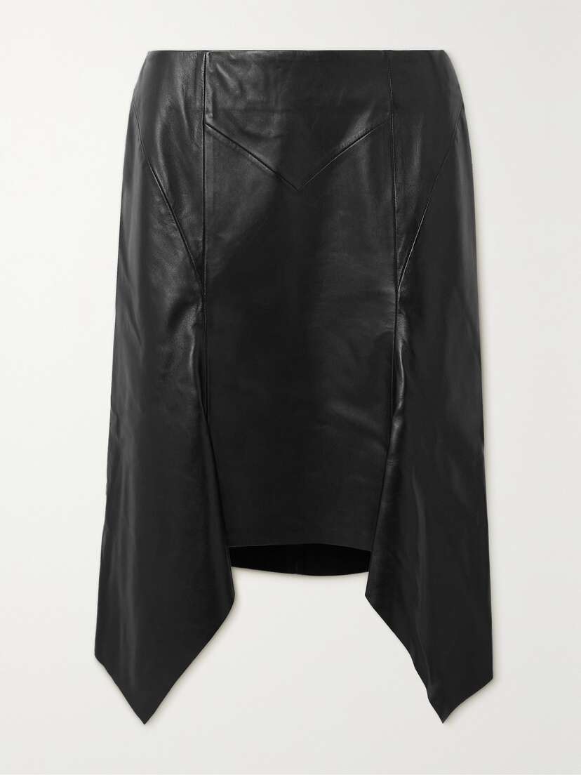 Isabel Marant Jill Asymmetric Paneled Leather Midi Skirt