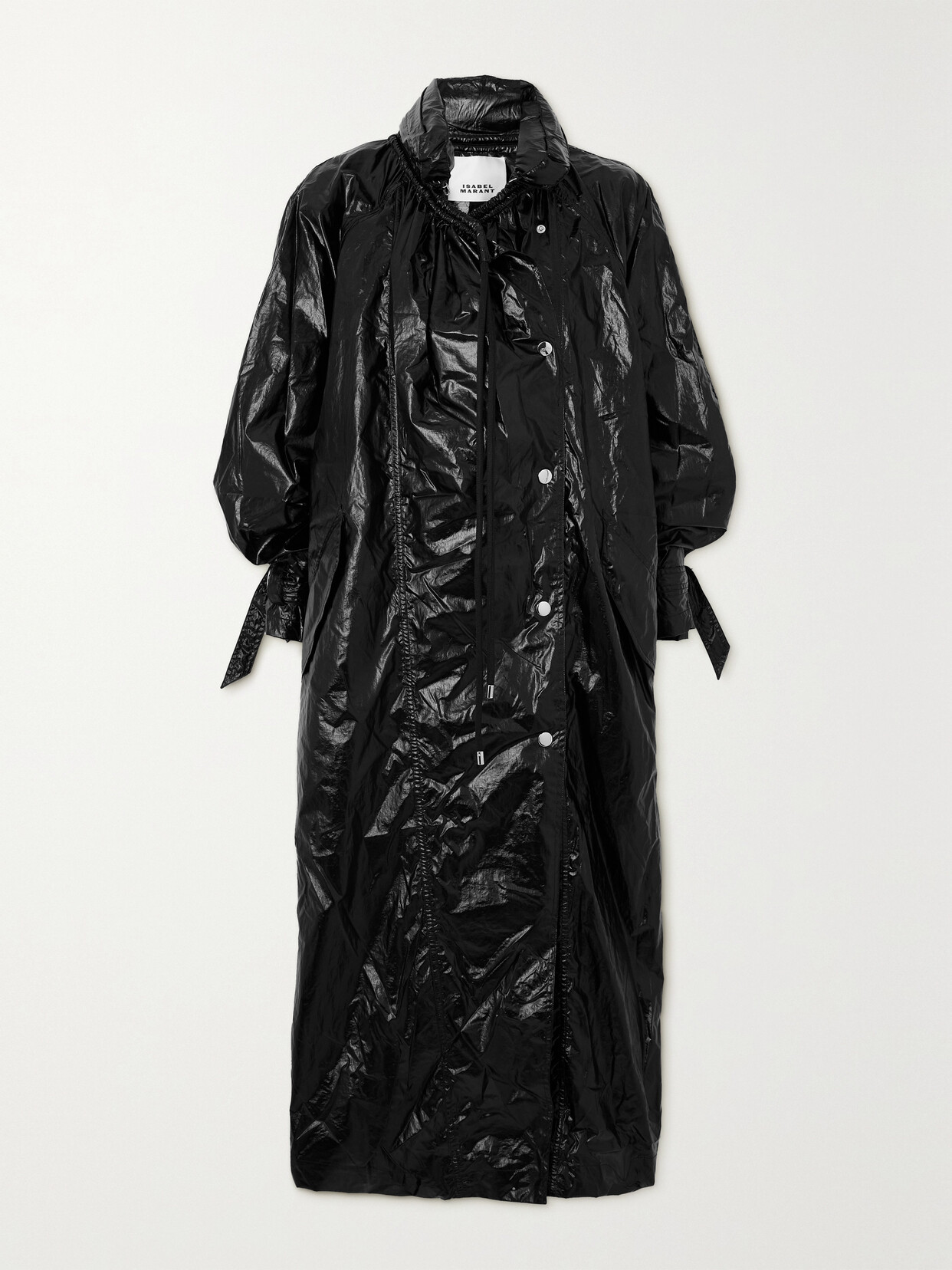 Isabel Marant - Devina Oversized Crinkled-glossed Shell Coat - Black