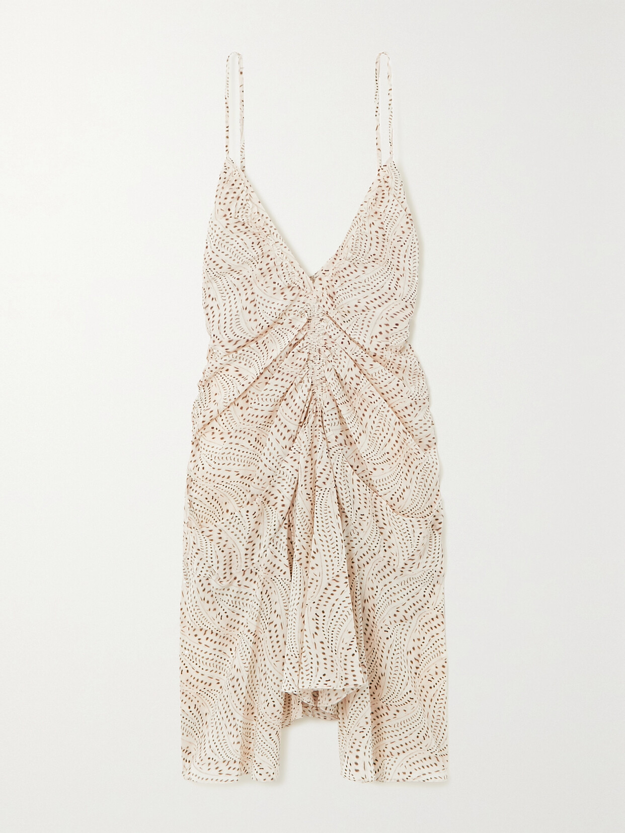 Isabel Marant - Uziela Gathered Printed Silk-blend Mini Dress - Off-white