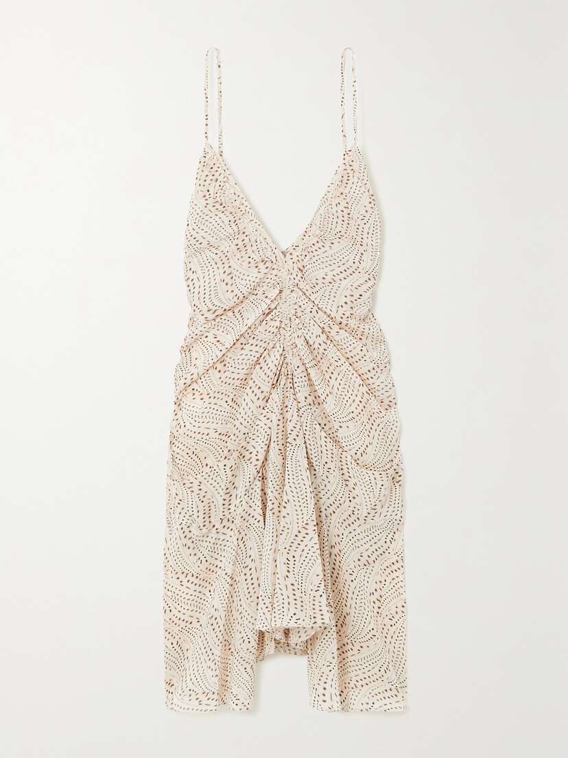Isabel Marant Uziela Gathered Printed Silk-blend Mini Dress