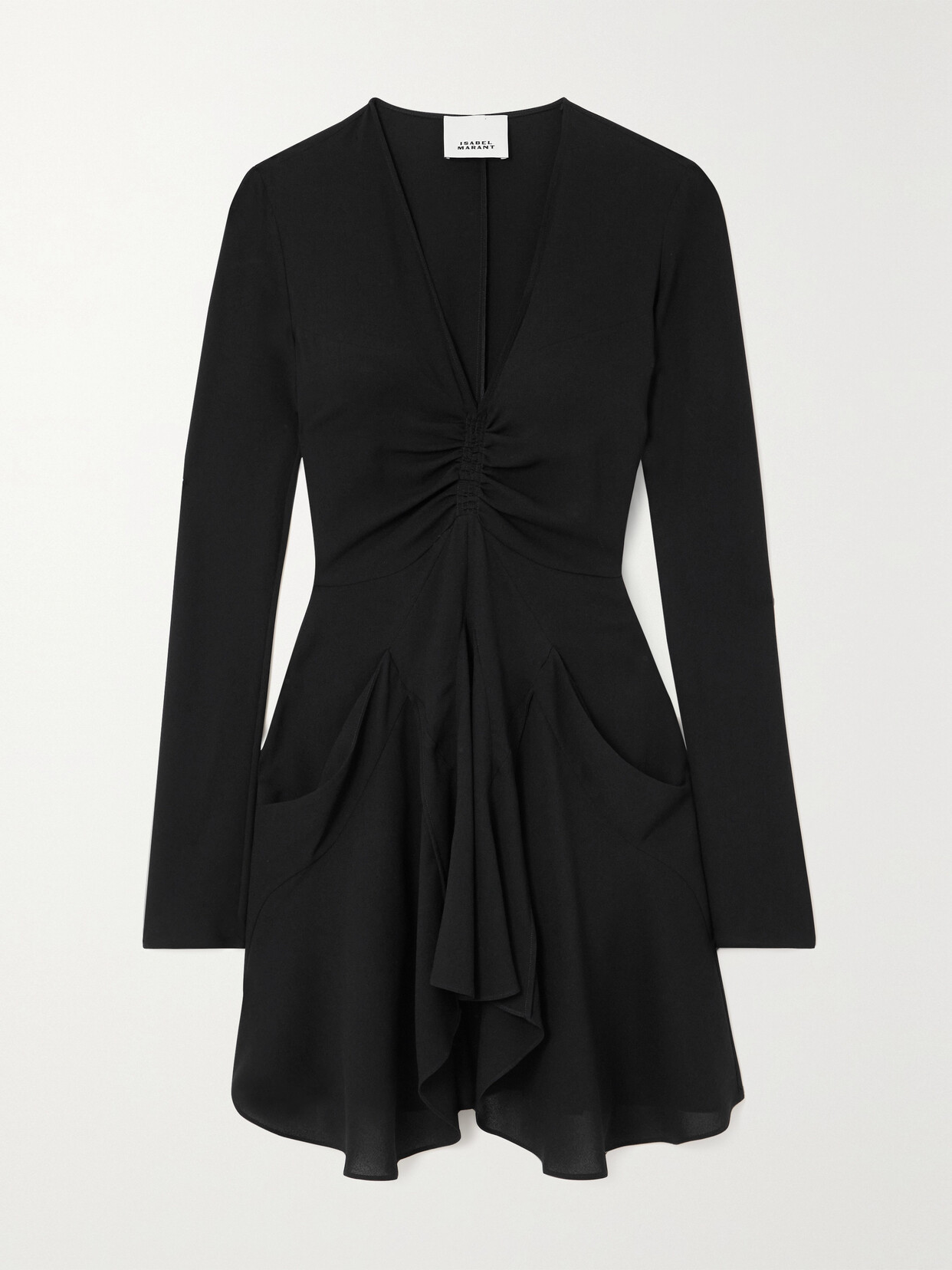 Isabel Marant Usmara Gathered Crepe Mini Dress In Black