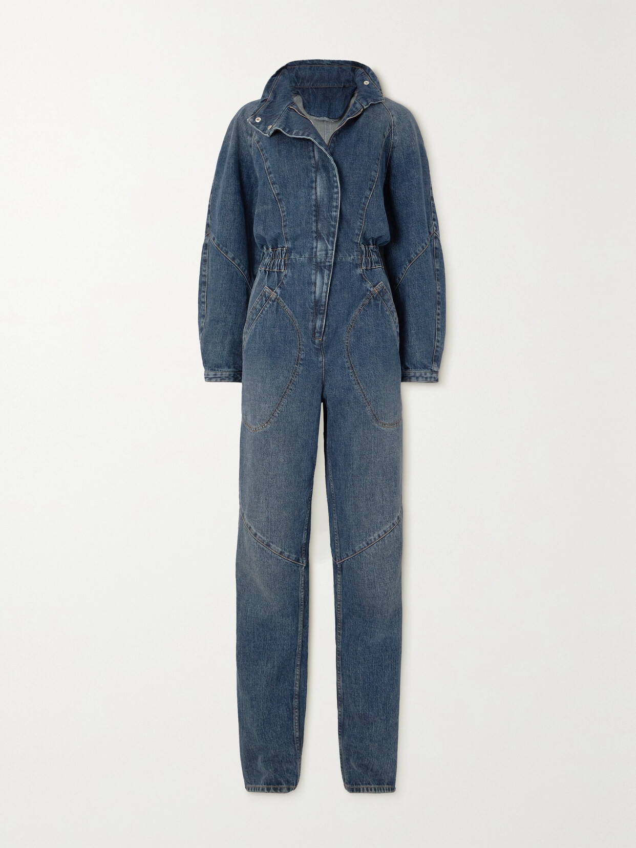 Shop Isabel Marant Kimea Paneled Denim Jumpsuit In Blue