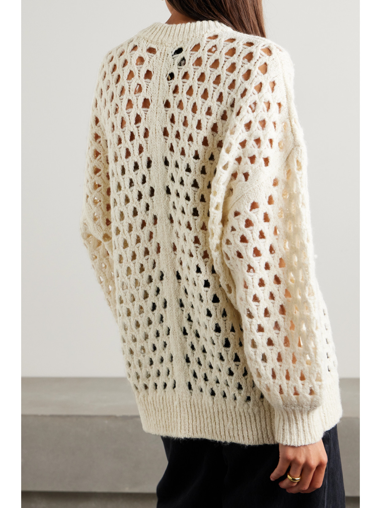 Isabel Marant Tane Open-knit Alpaca-blend Sweater In Off-white