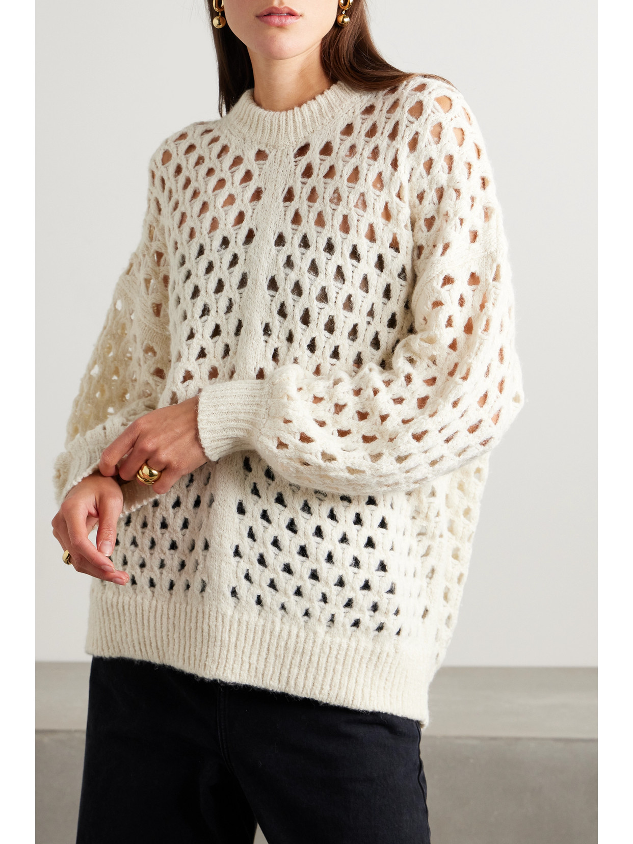 Isabel Marant Tane Open-knit Alpaca-blend Sweater In Off-white