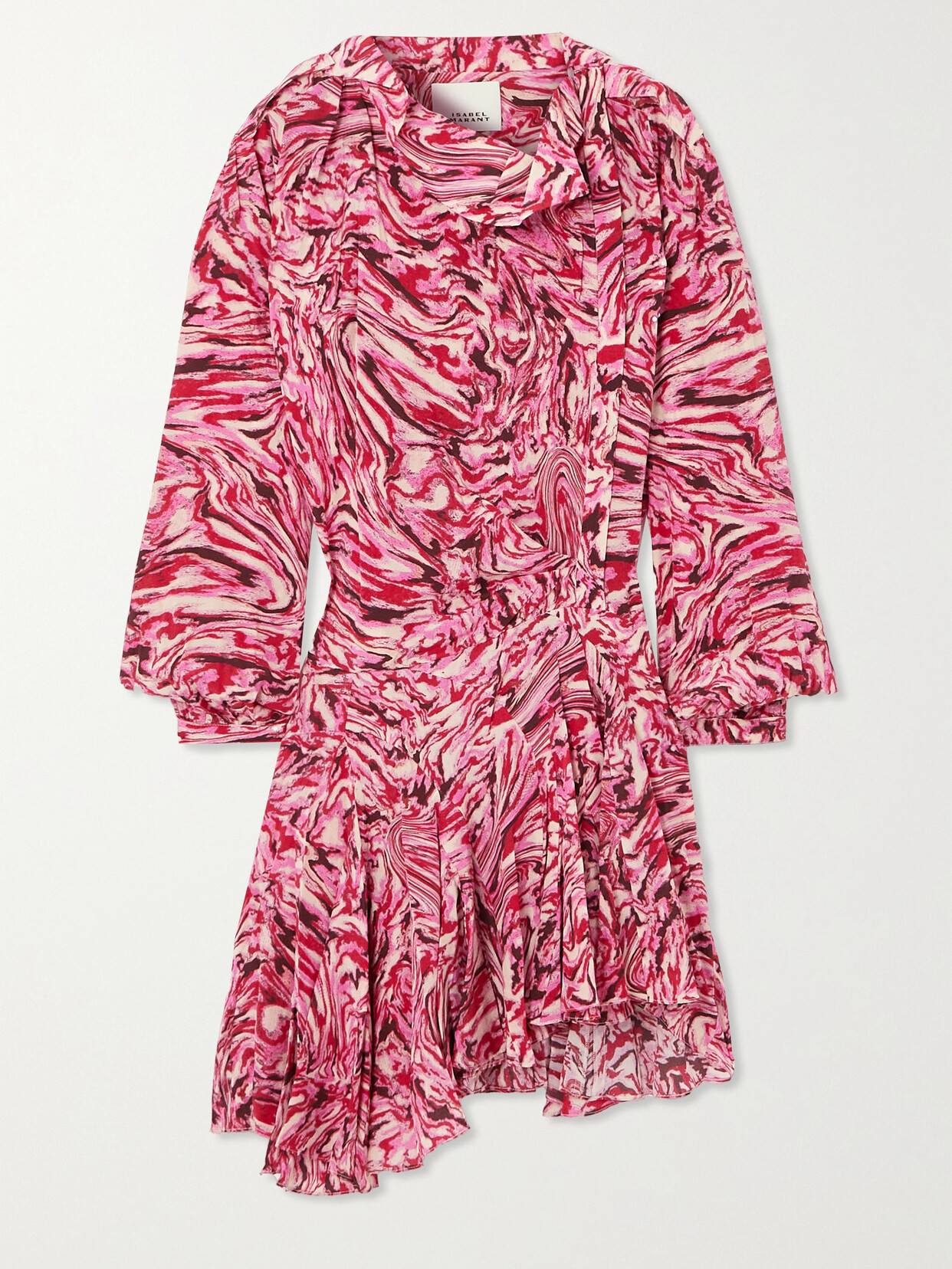 Isabel Marant - Tharya Asymmetric Printed Silk Crepe De Chine Mini Dress - Pink