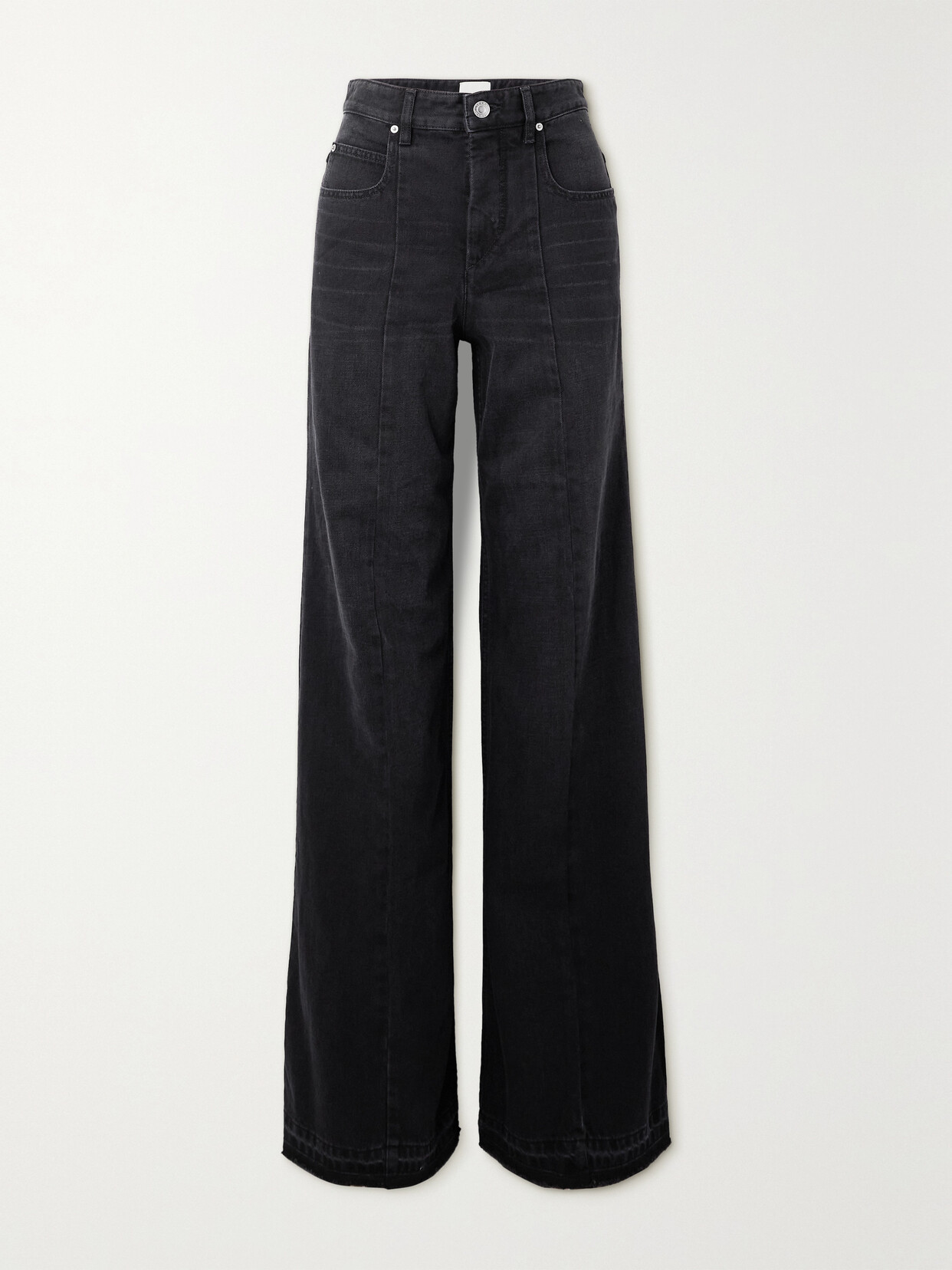 Shop Isabel Marant Noldy Paneled High-rise Wide-leg Jeans In Black