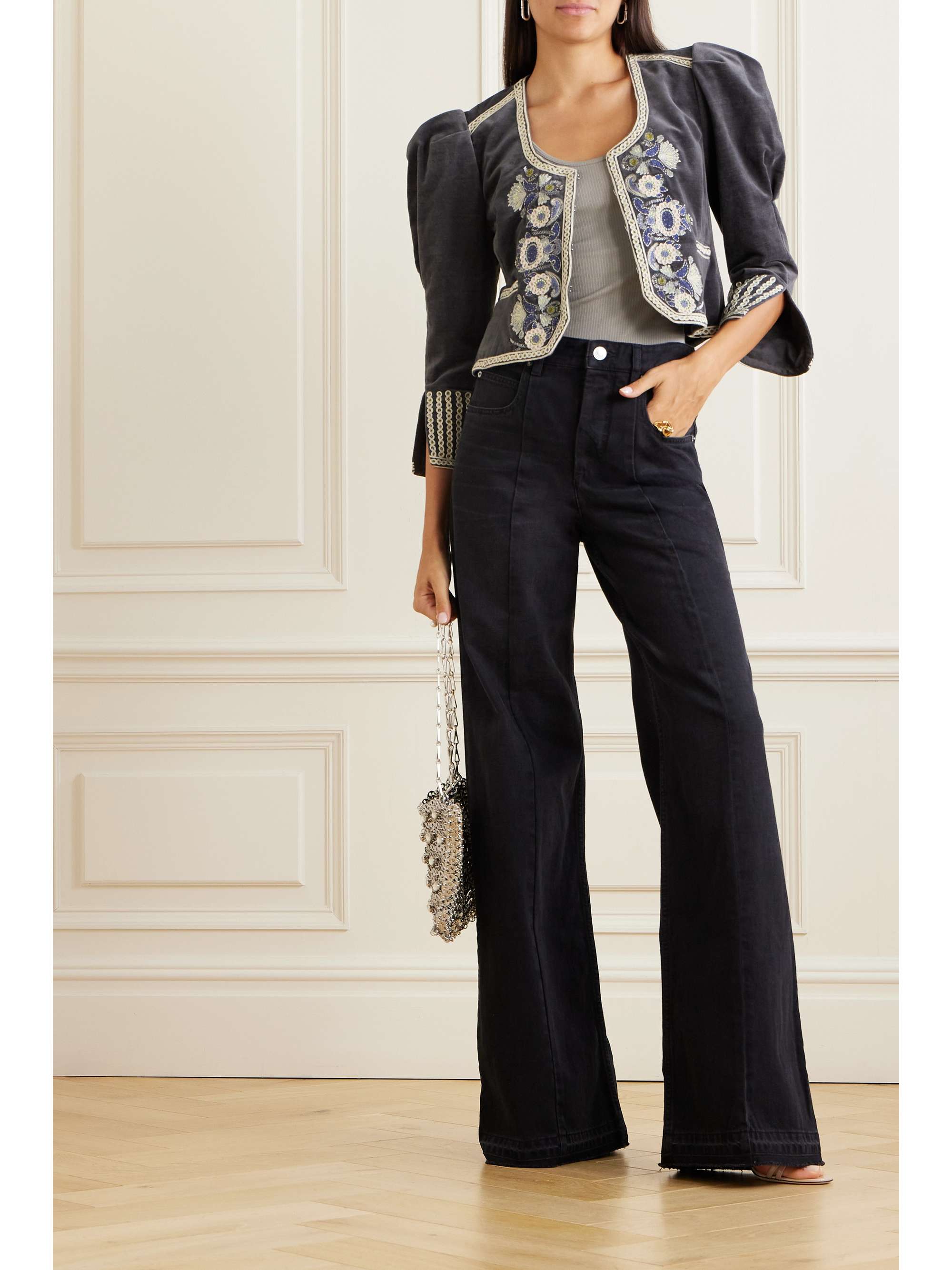 ISABEL MARANT Noldy paneled high-rise wide-leg jeans | NET-A-PORTER