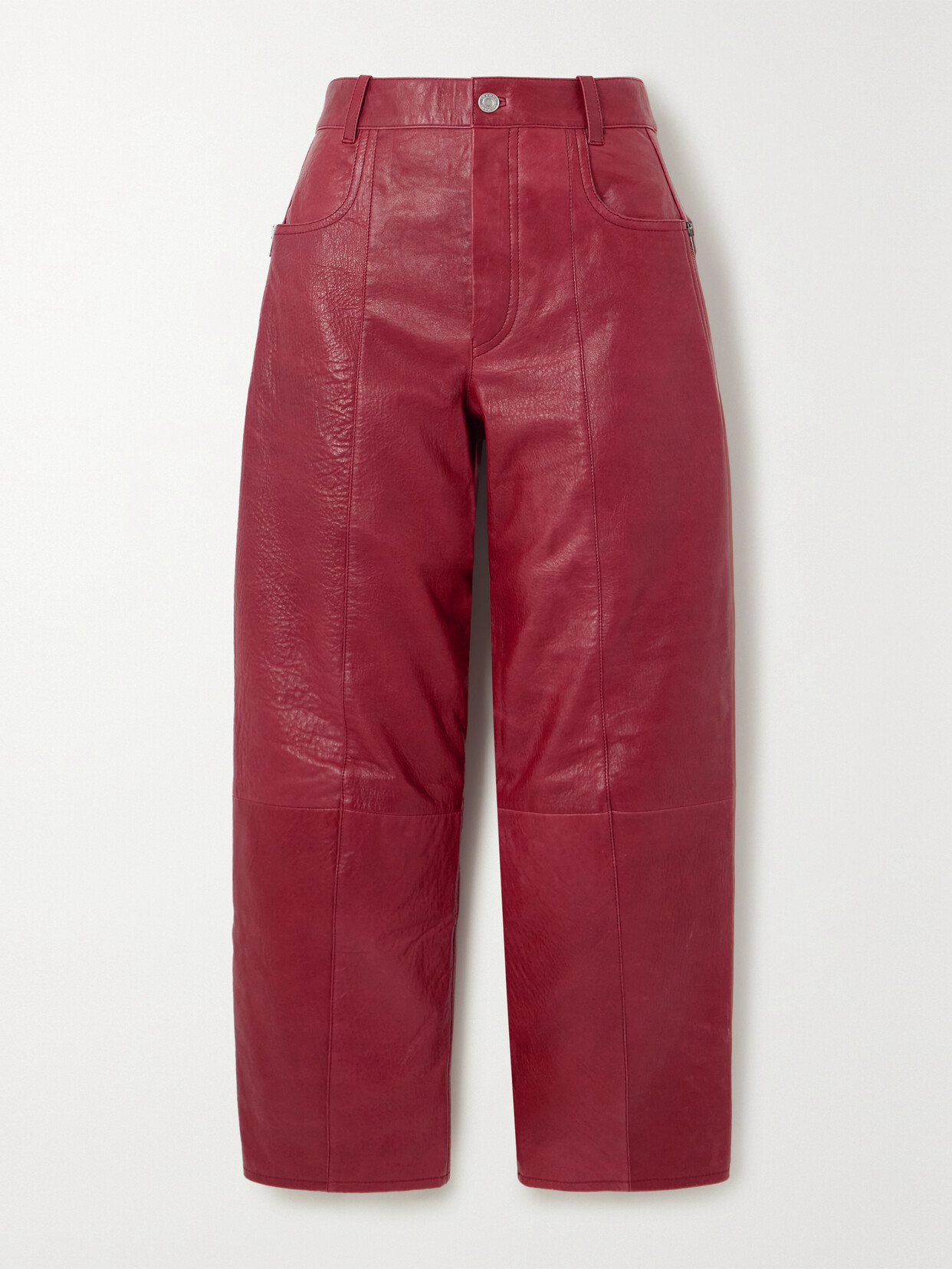Isabel Marant Berty Cropped Paneled Leather Pants - Burgundy