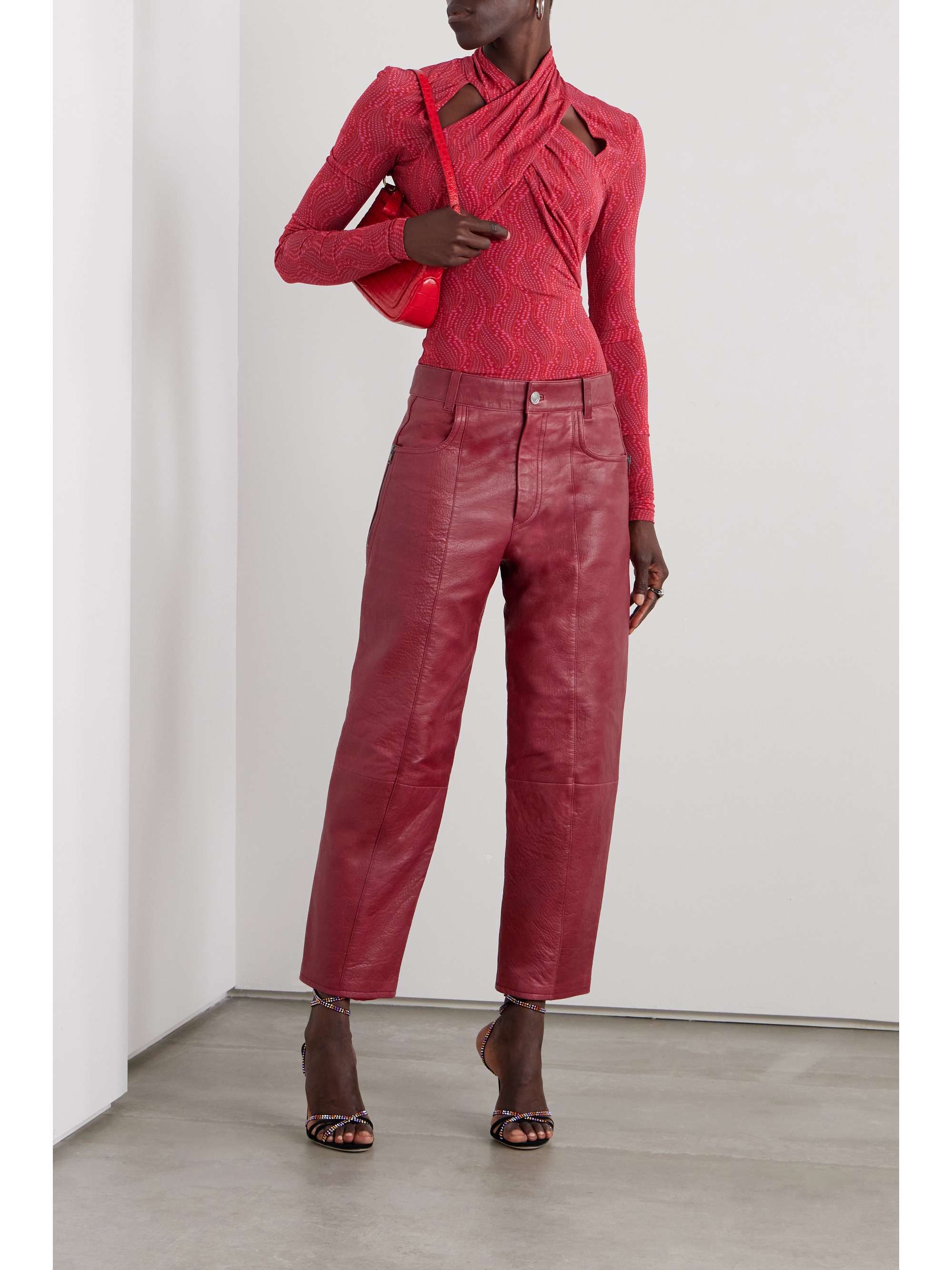 Berty cropped paneled leather pants