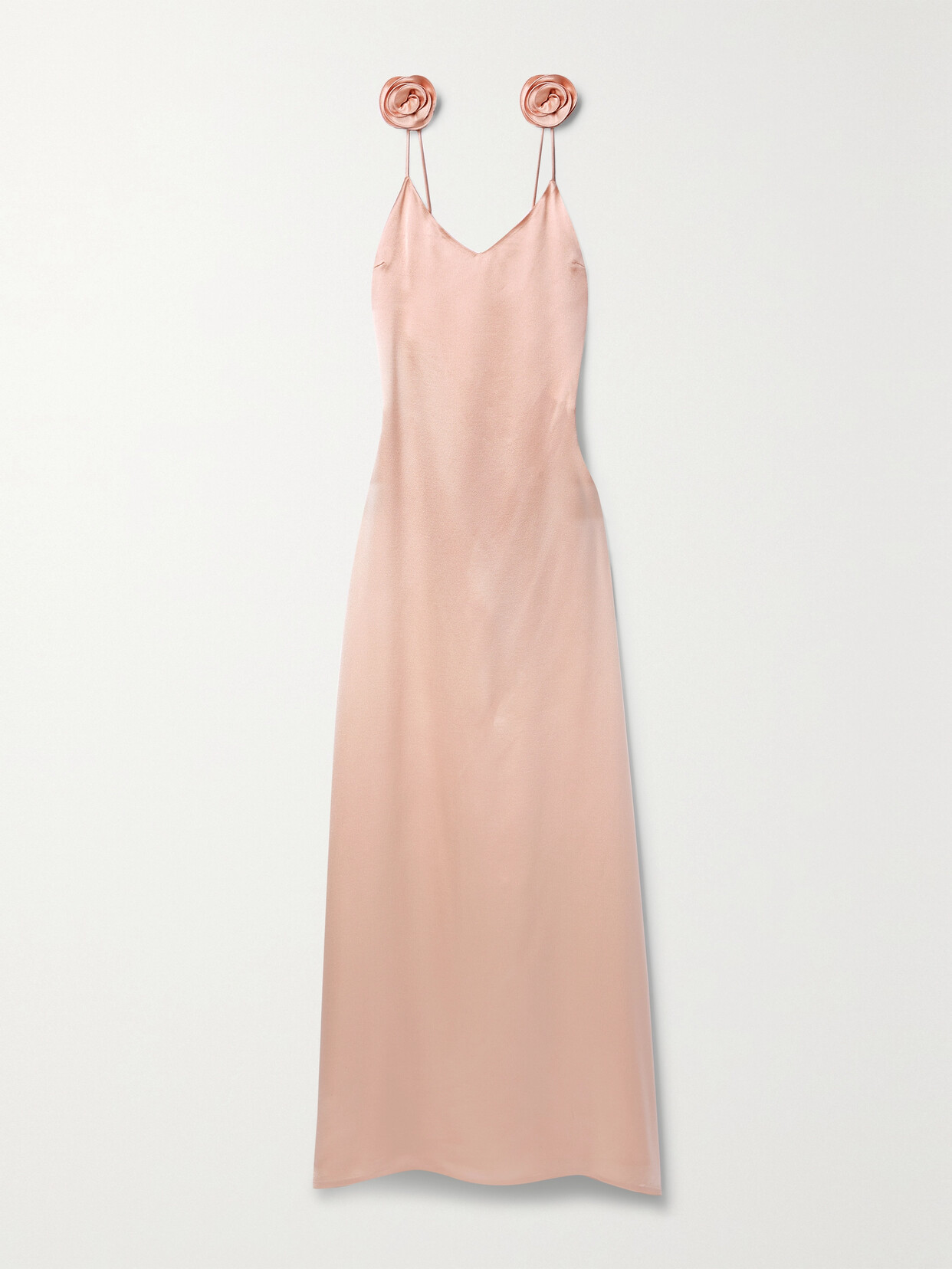 Magda Butrym Open-back Appliquéd Silk-satin Maxi Dress In Orange