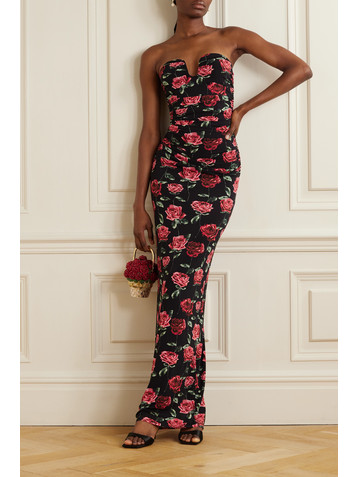 Magda Butrym Ruched floral-print stretch-jersey bustier gown