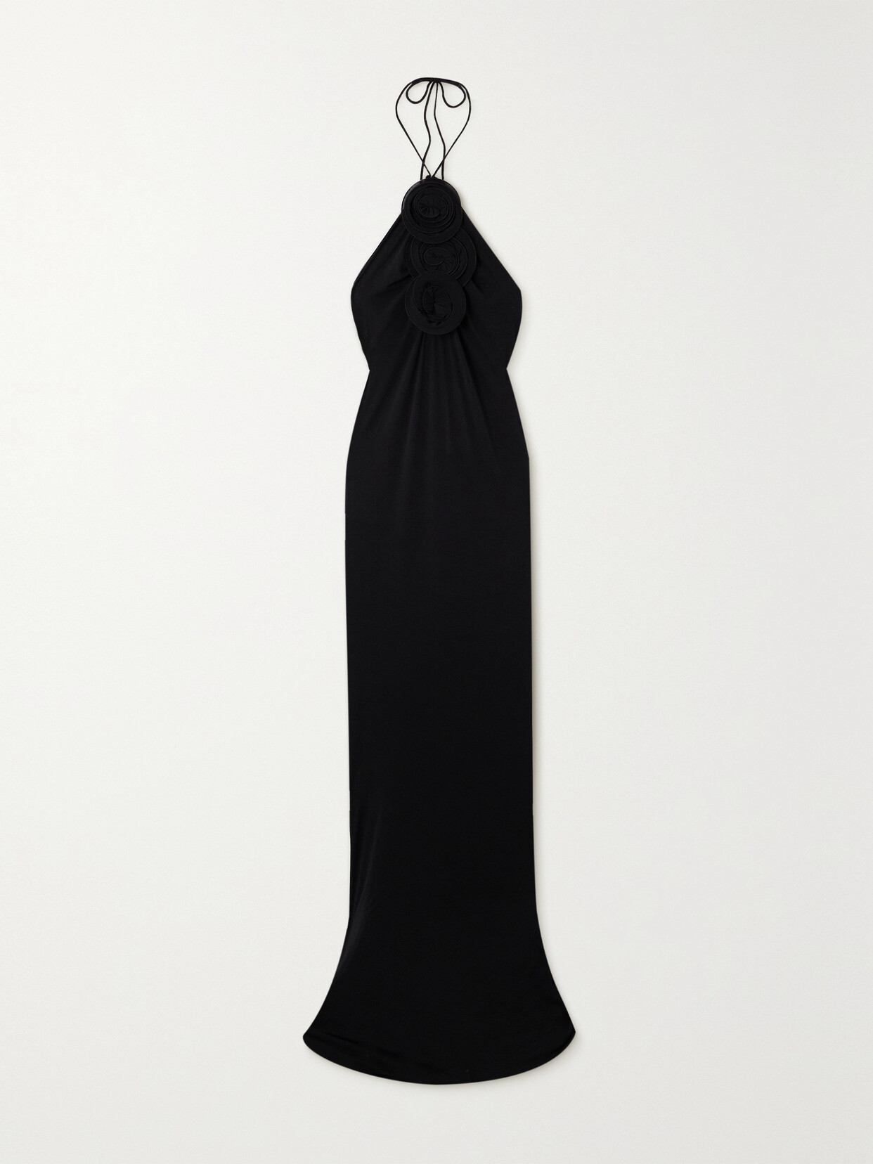 Magda Butrym - Halterneck Appliquéd Stretch-jersey Maxi Dress - Black