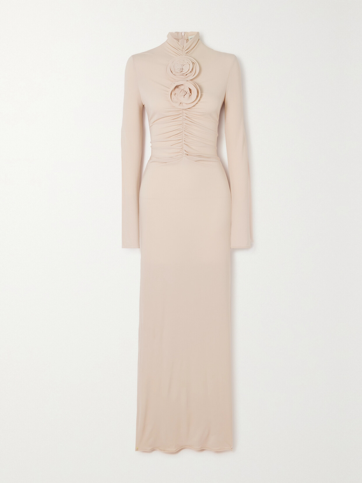 Magda Butrym - Appliquéd Ruched Stretch-jersey Maxi Dress - Neutrals