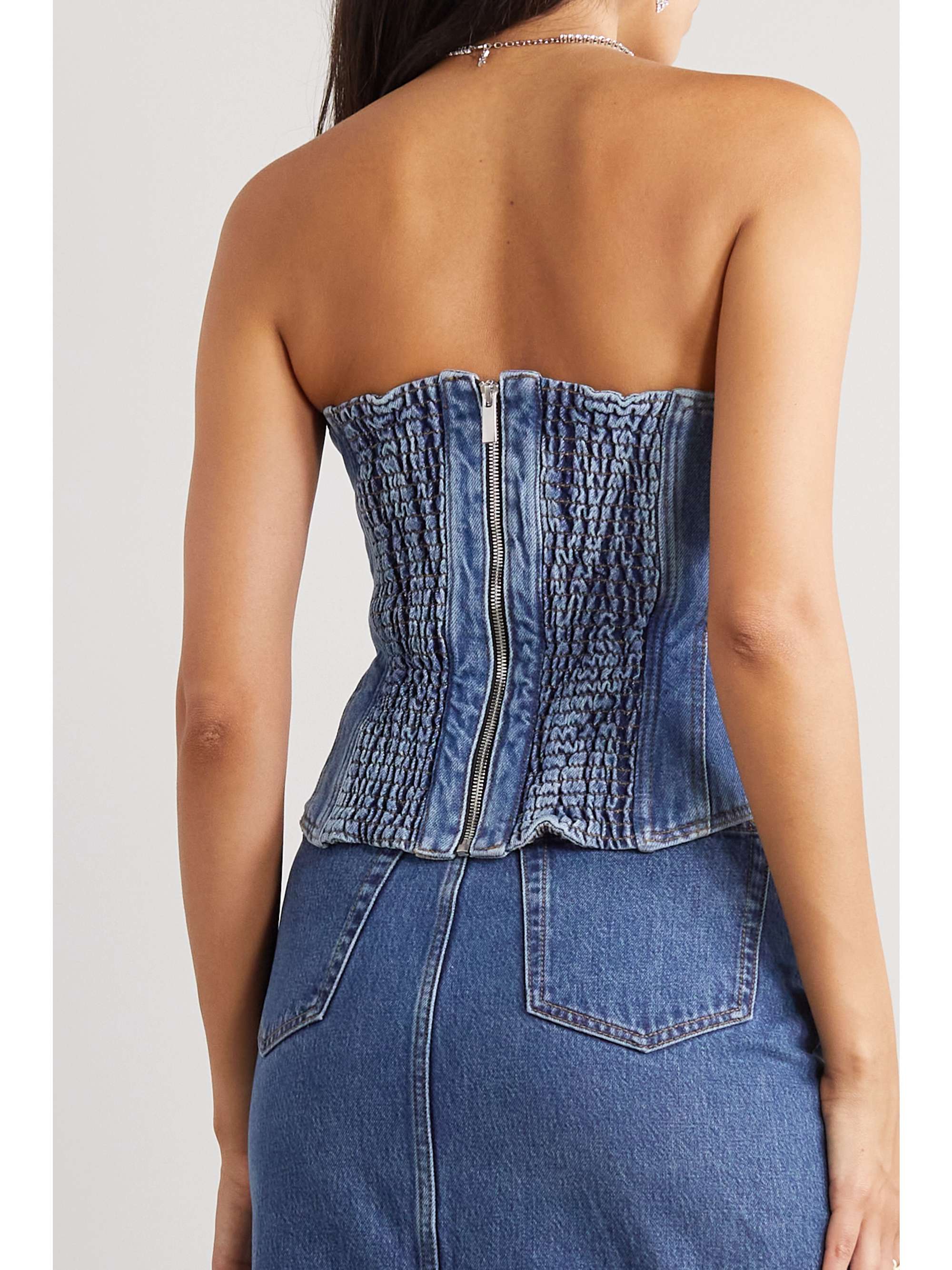 MAGDA BUTRYM Strapless denim bustier top | NET-A-PORTER