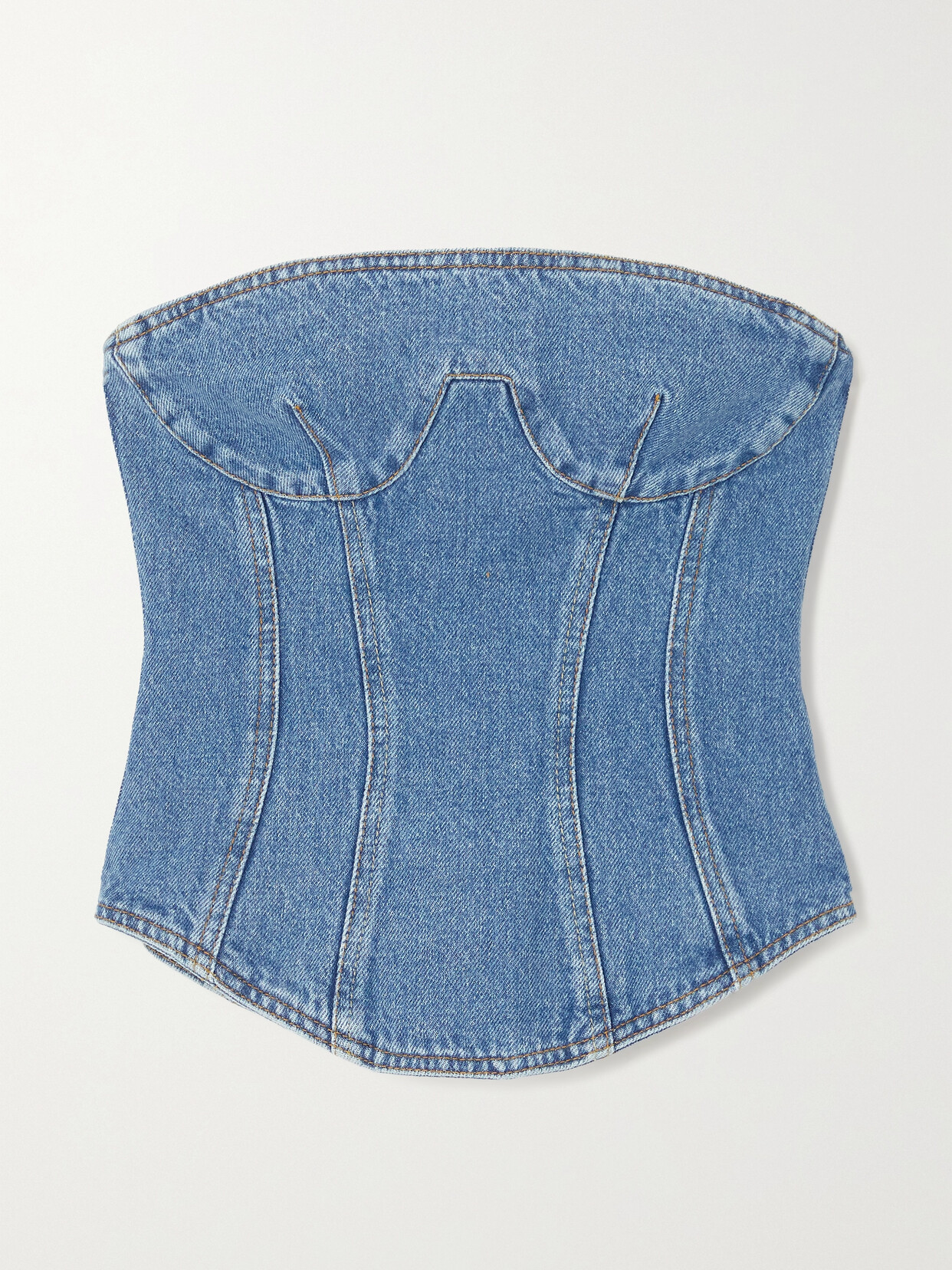 Magda Butrym - Strapless Denim Bustier Top - Blue