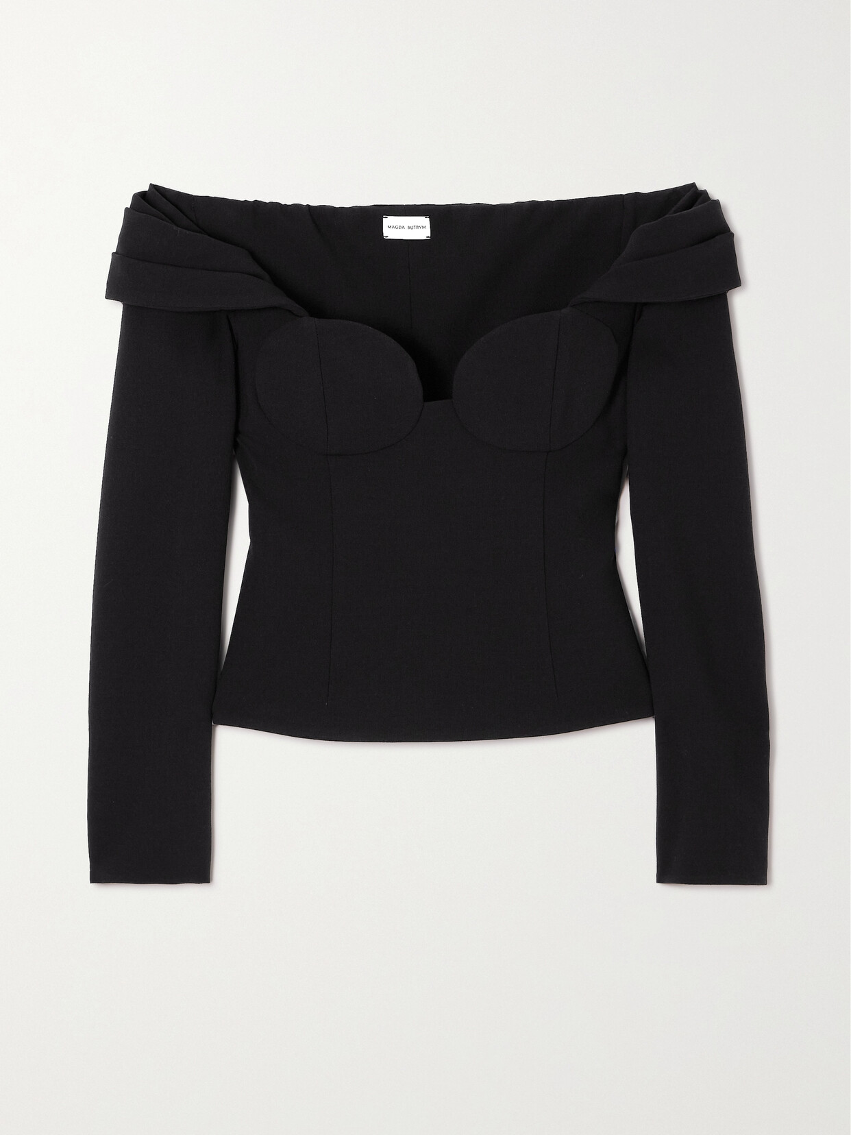 Magda Butrym - Off-the-shoulder Gathered Stretch-wool Crepe Bustier Top - Black