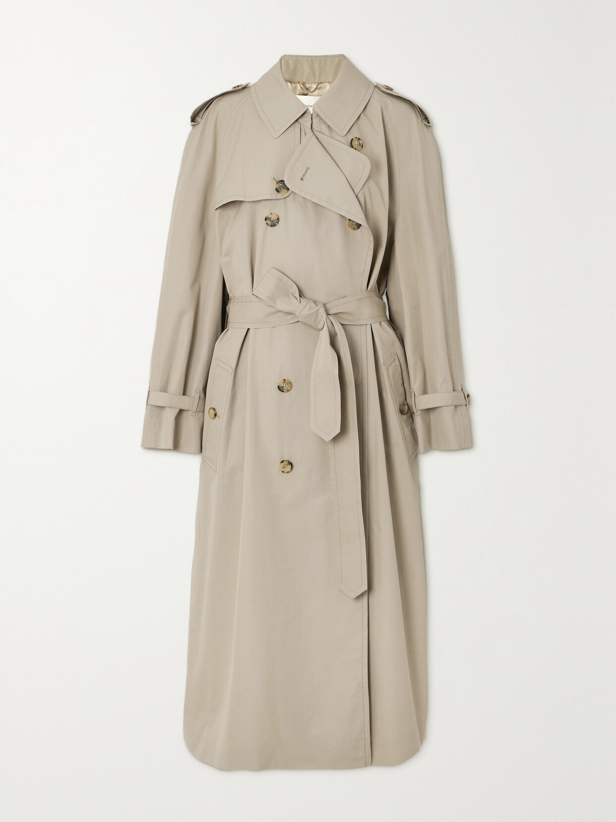 Magda Butrym - Double-breasted Cotton And Silk-blend Gabardine Trench Coat - Neutrals