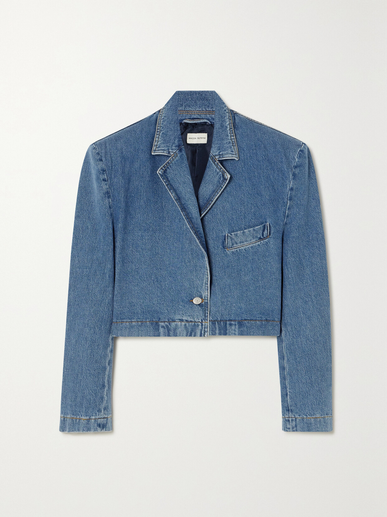 Magda Butrym Cropped Denim Blazer - Blue