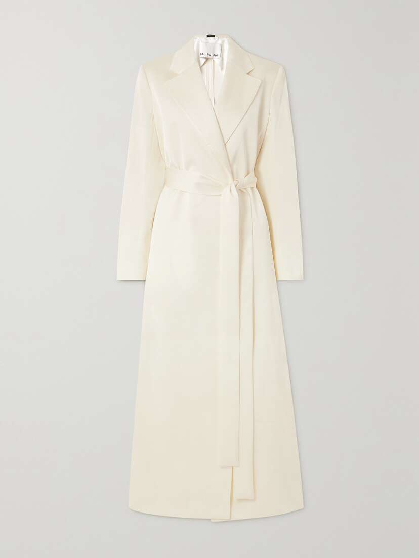 SA SU PHI + Net Sustain Benni Belted Silk And Wool-blend Twill Coat