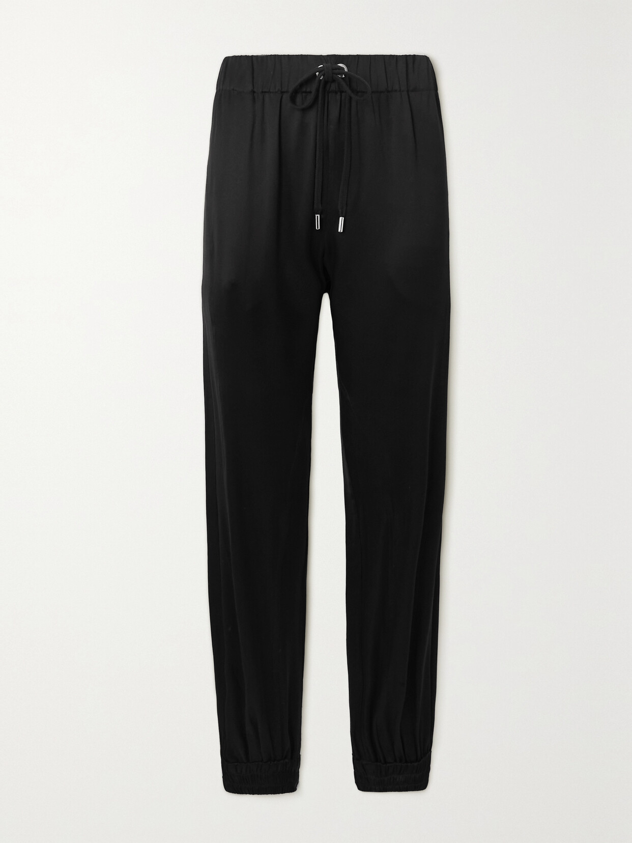 Sasuphi + Net Sustain Valentina Duchesse Silk Tapered Track Pants In Black