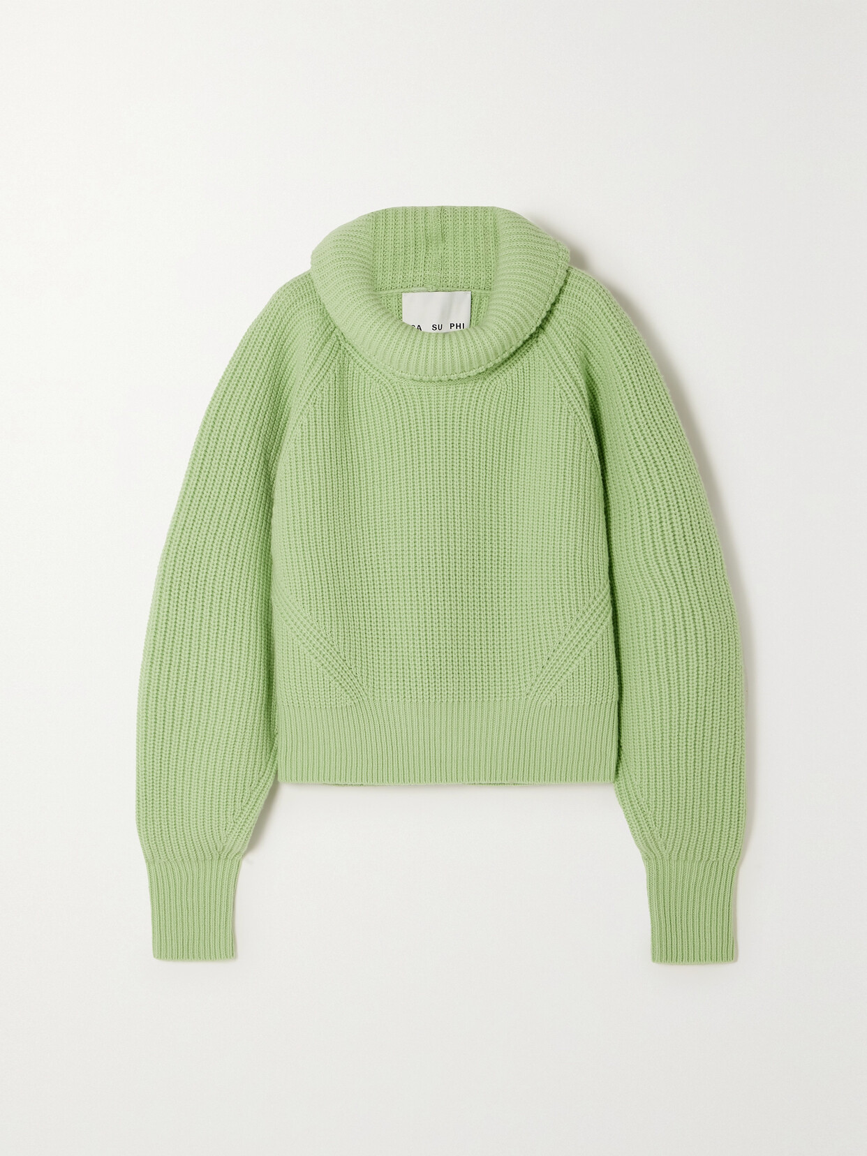 Sasuphi + Net Sustain Ribbed Wool And Cashmere-blend Turtleneck Sweater In Green