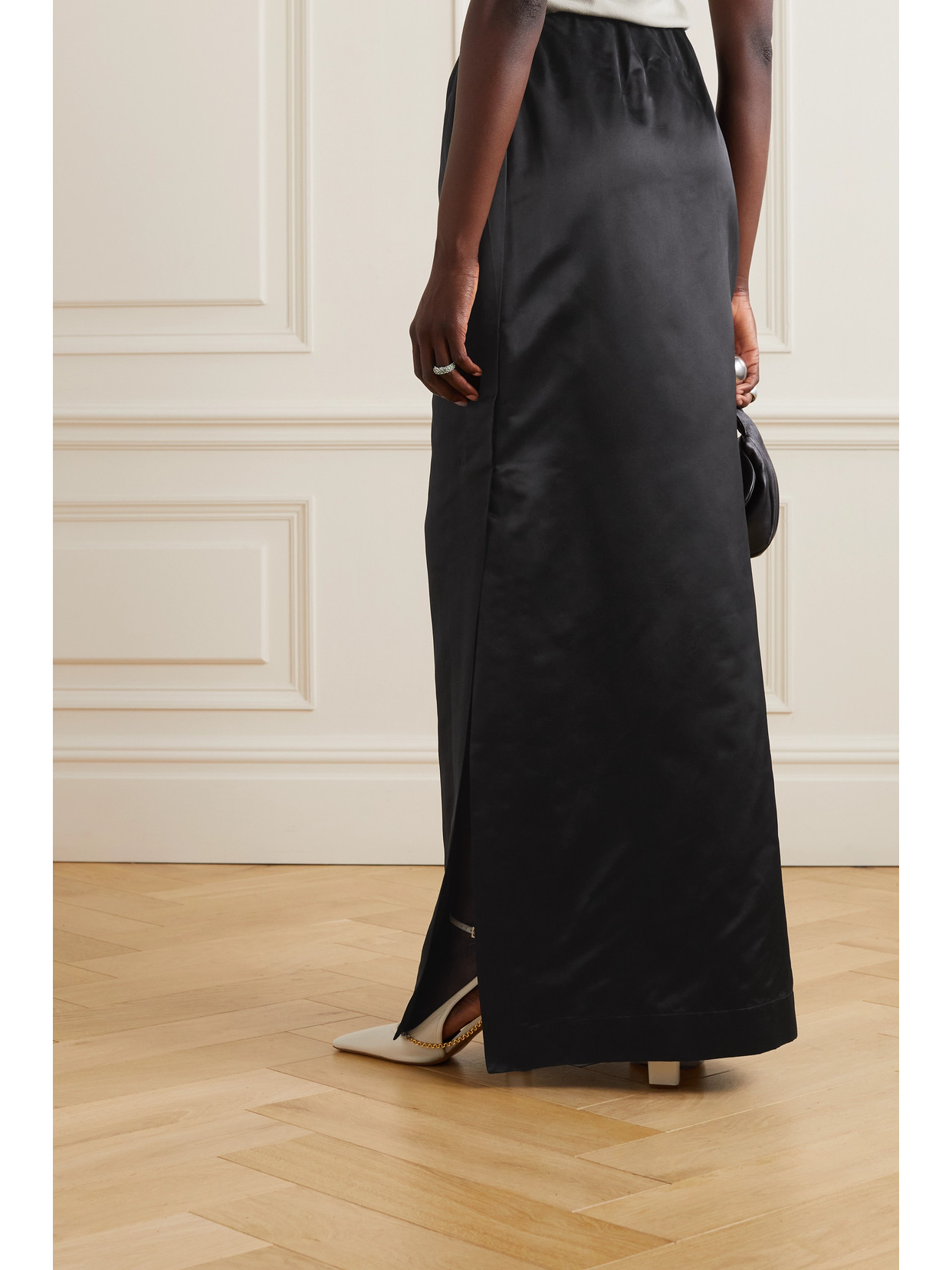 Sasuphi + Net Sustain Gilda Gathered Duchesse Silk-satin Maxi Skirt In Black