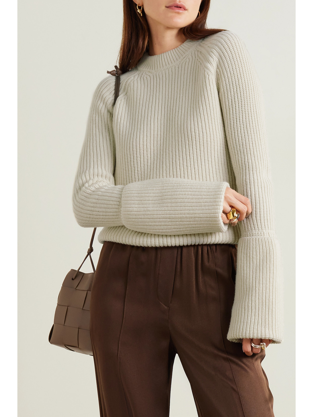 Sasuphi + Net Sustain Ribbed Cashmere Sweater In Ivory