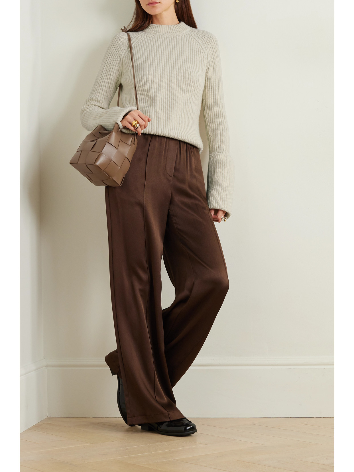 Sasuphi + Net Sustain Ribbed Cashmere Sweater In Ivory