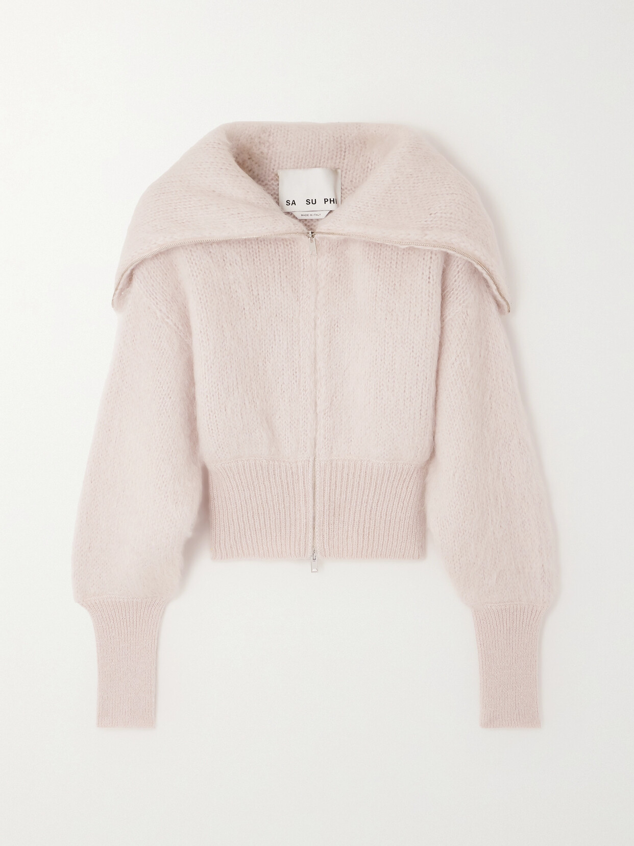 SASUPHI + Net Sustain Cropped Mohair-blend Cardigan - Pink
