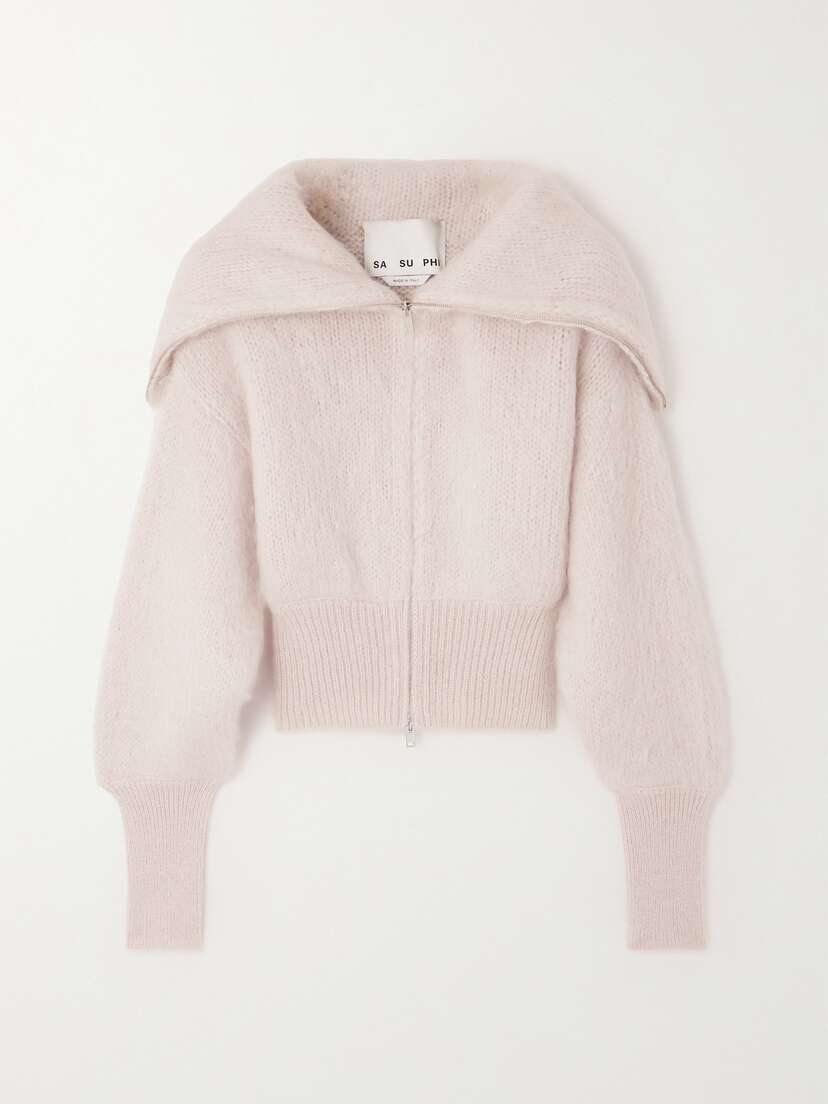 SASUPHI + Net Sustain Cropped Mohair-blend Cardigan