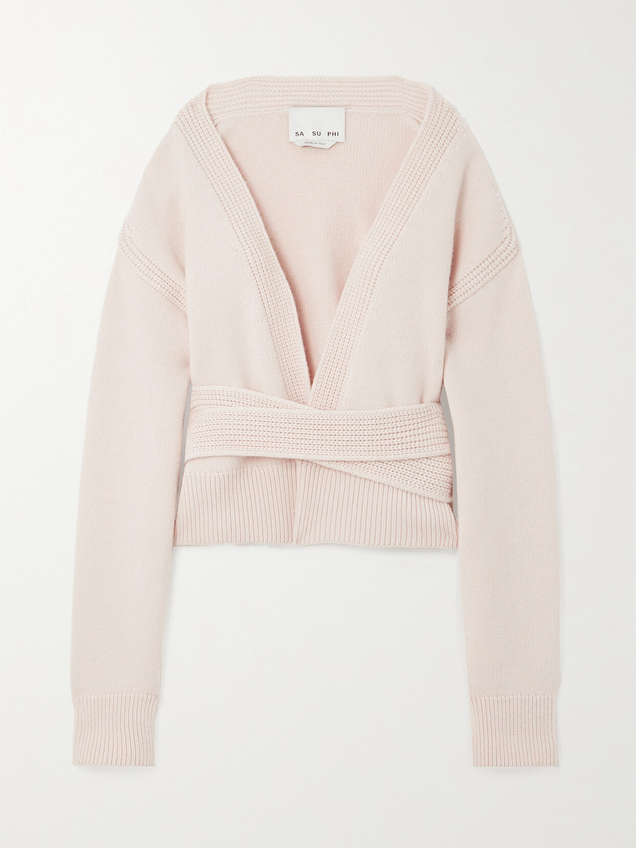 SASUPHI - + Net Sustain Belted Wool And Cashmere-blend Wrap Sweater - Pink