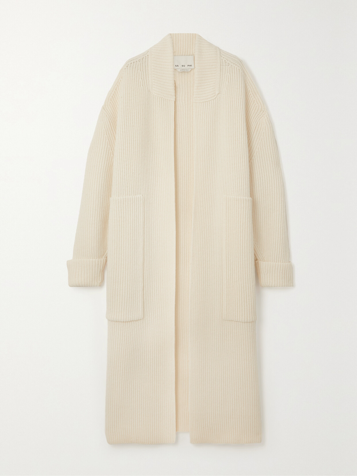 Sasuphi + Net Sustain Ribbed Wool And Cashmere-blend Cardigan In Ivory