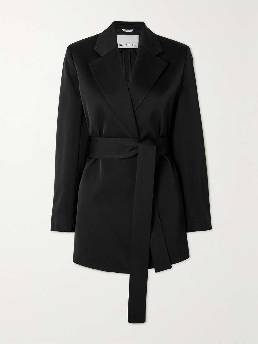 SASUPHI + Net Sustain Benni Belted Silk And Wool-blend Blazer