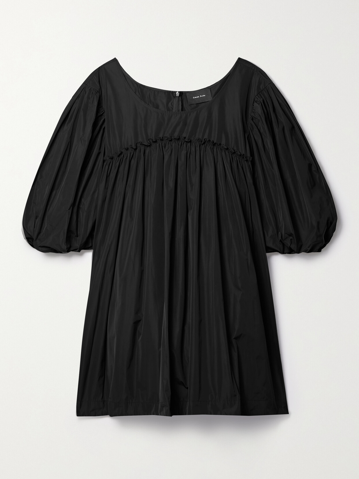 Simone Rocha Gathered Taffeta Mini Dress - Black