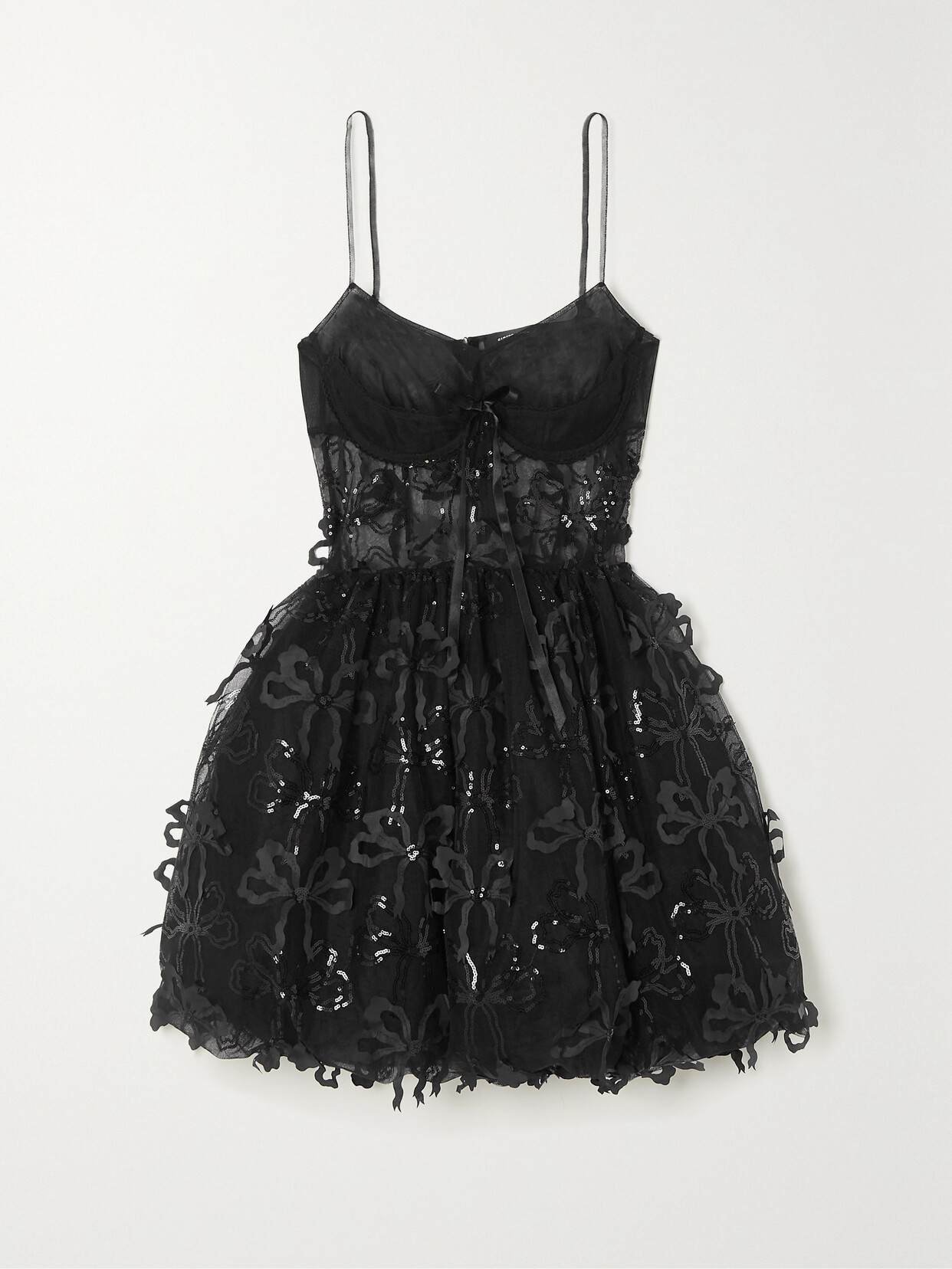 Simone Rocha - Appliquéd Sequin-embellished Tulle Mini Dress - Black