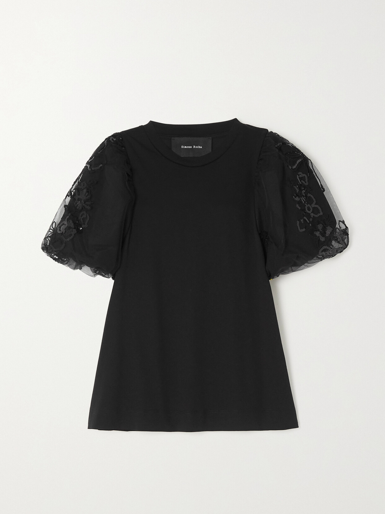 Simone Rocha - Cotton-jersey And Sequin-embellished Tulle T-shirt - Black